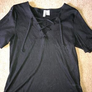 Black lace up top
